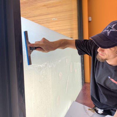 Applying privacy frosted film