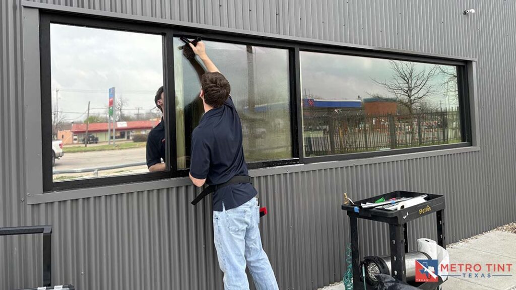 Installing exterior window film in Grand Prairie, TX