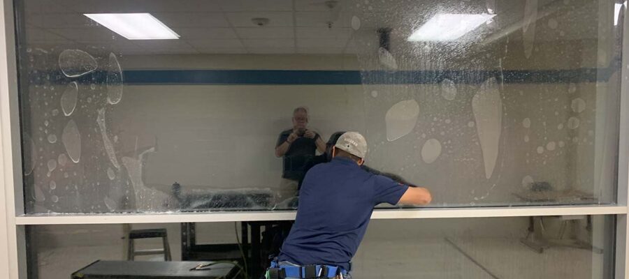 Shatterproof window film installation Dallas TX