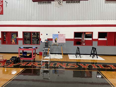 High School gym installation of Riot Glass for school safety