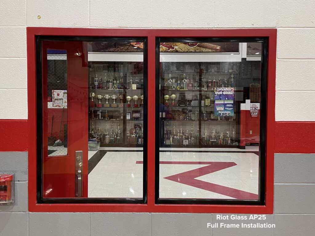 Riot Glass AP25 Installed for School Safety in gym.